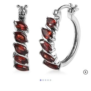 🆕️ Mozambique Garnet Hoop Earrings in Stainless Steel 3.20 ctw